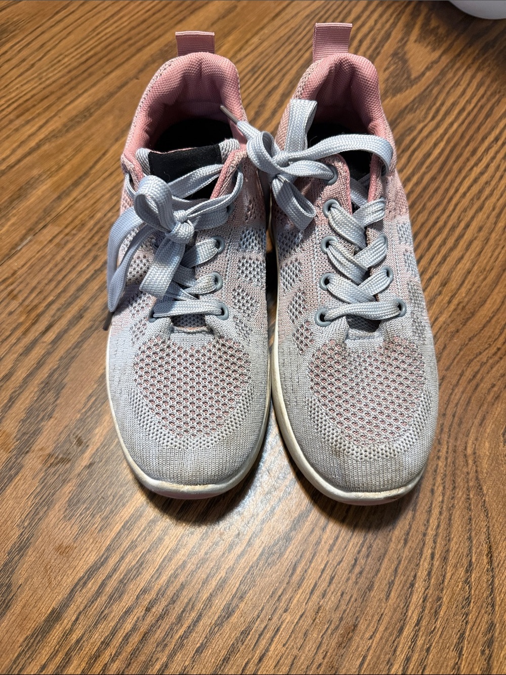 Women’s Breathable Knit Lace-Up Athletic Sneakers - Pink/Gray